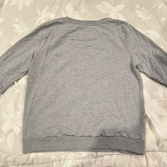 Soft Joie Embellished Rhinestone Gray Crew Neck Pullover Sweatshirt - Picture 4 of 12